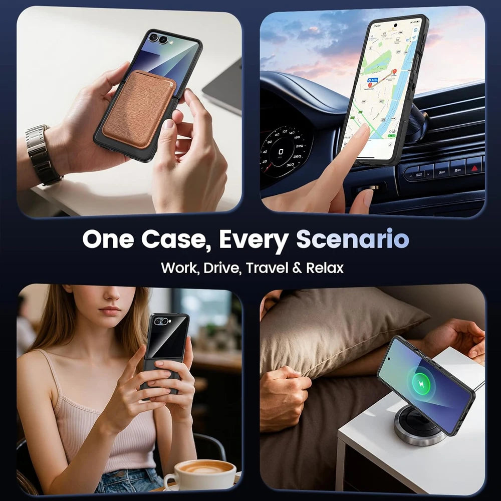 UYUXIO Magnetic Wireless Charging Mobile Phone Case for Samsung Galaxy Z Flip 7 Cases Slim Rugged Translucent Cover with Magnet