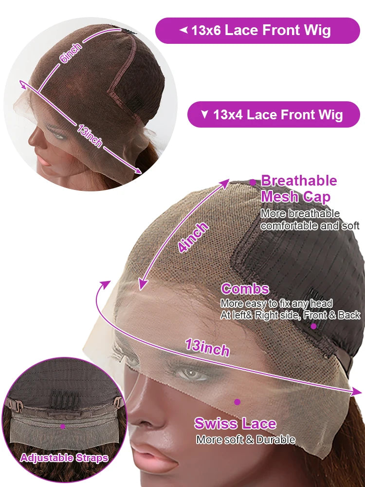 HJ WEAVE BEAUTY Deep Curly HD Lace Frontal Wig | Chocolate Brown Human Hair