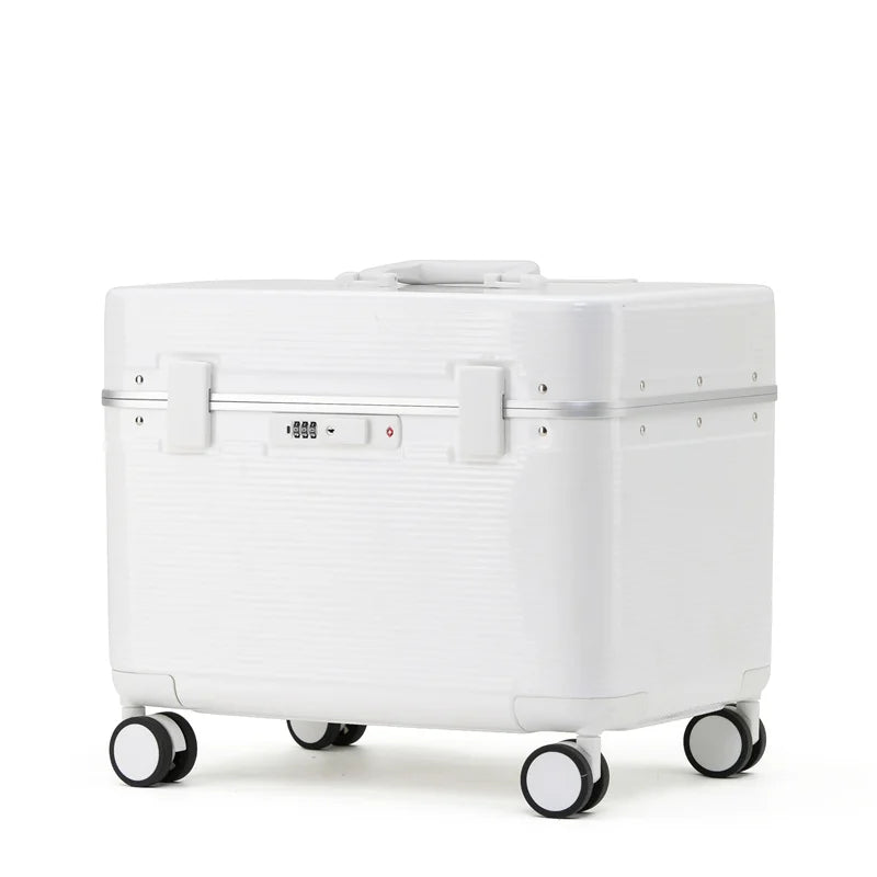 Aluminum Alloy Frame Suitcase, Top-Opening ABS Portable Trolley Case, Universal Wheels, Customs Code Lock Boarding Case