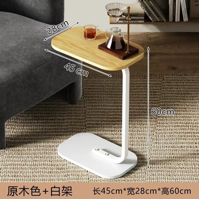 Modern Light Luxury Compact Coffee Table – C-shaped Portable Side Table for Living Room Sofa