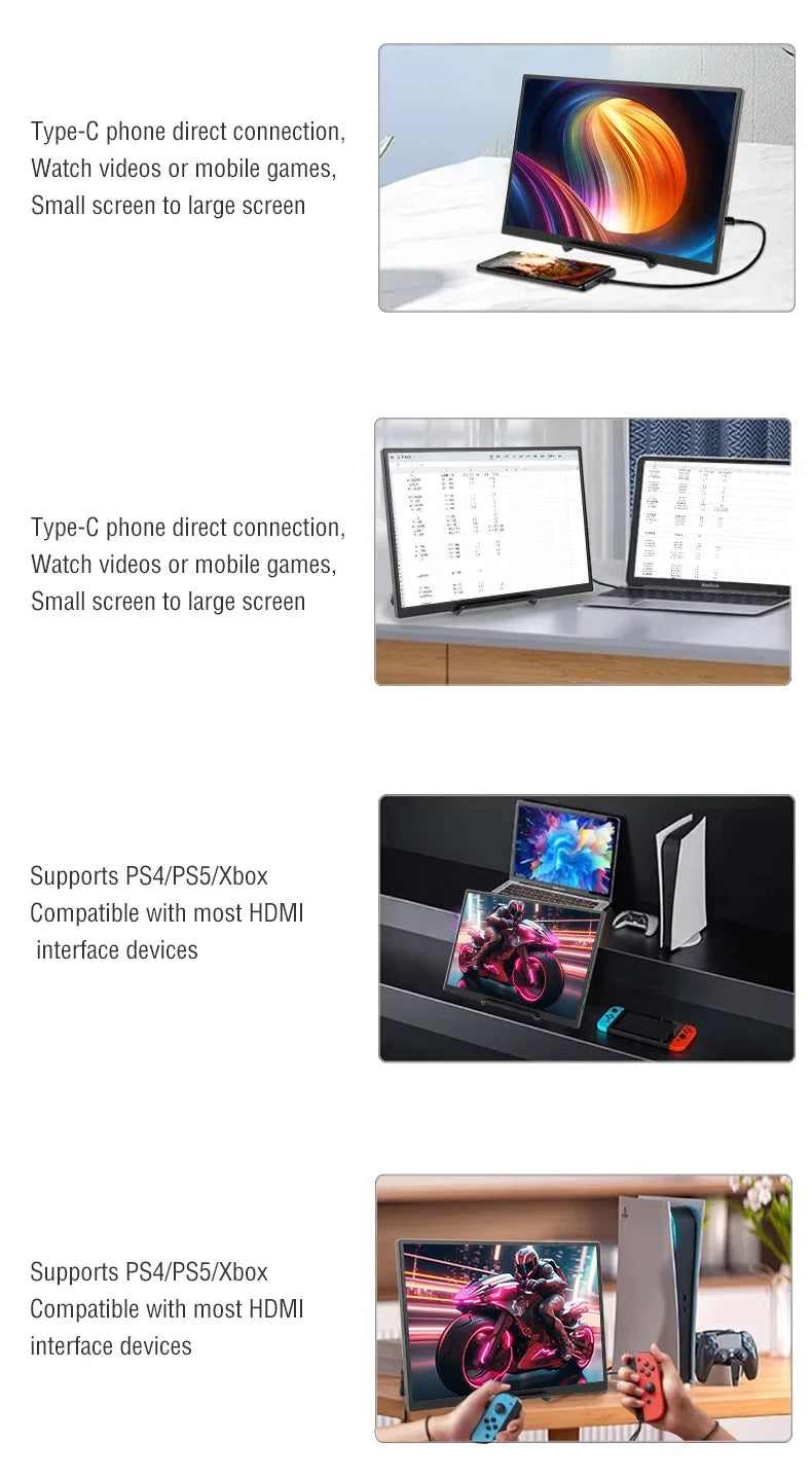 Anmite 10.5-Inch Portable Monitor 1280P HDR | 16:10 IPS Display