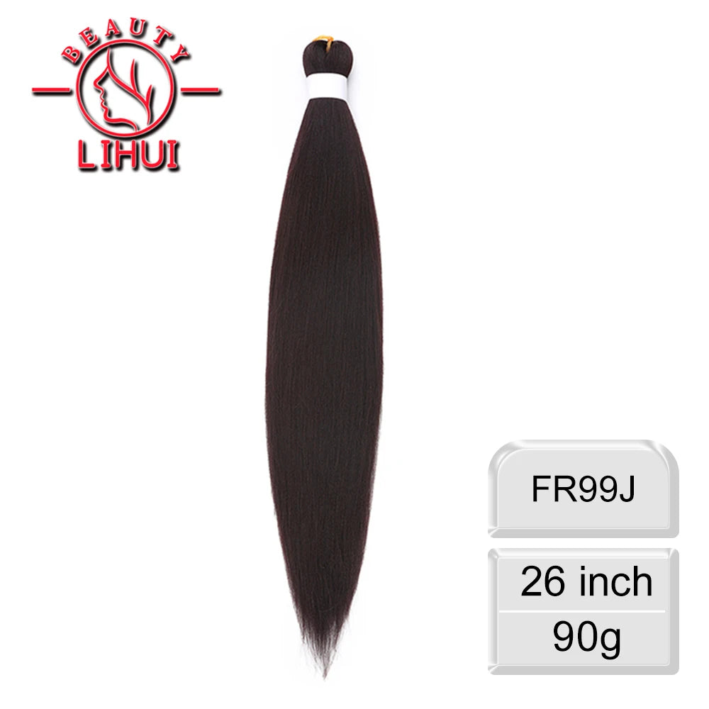LIHUI Pre-Stretched Jumbo Braids — 26" 90 g Synthetic (Red/Pink, Frosted Colors)