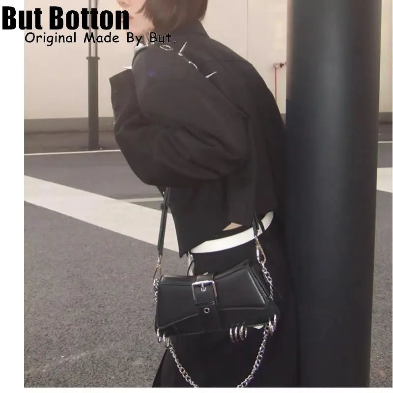 women Y2k girl Vintage Harajuku Punk Advanced Design Rivet spike Chain One Shoulder Handbag Women’s stempunk Tote Crossbody Bags