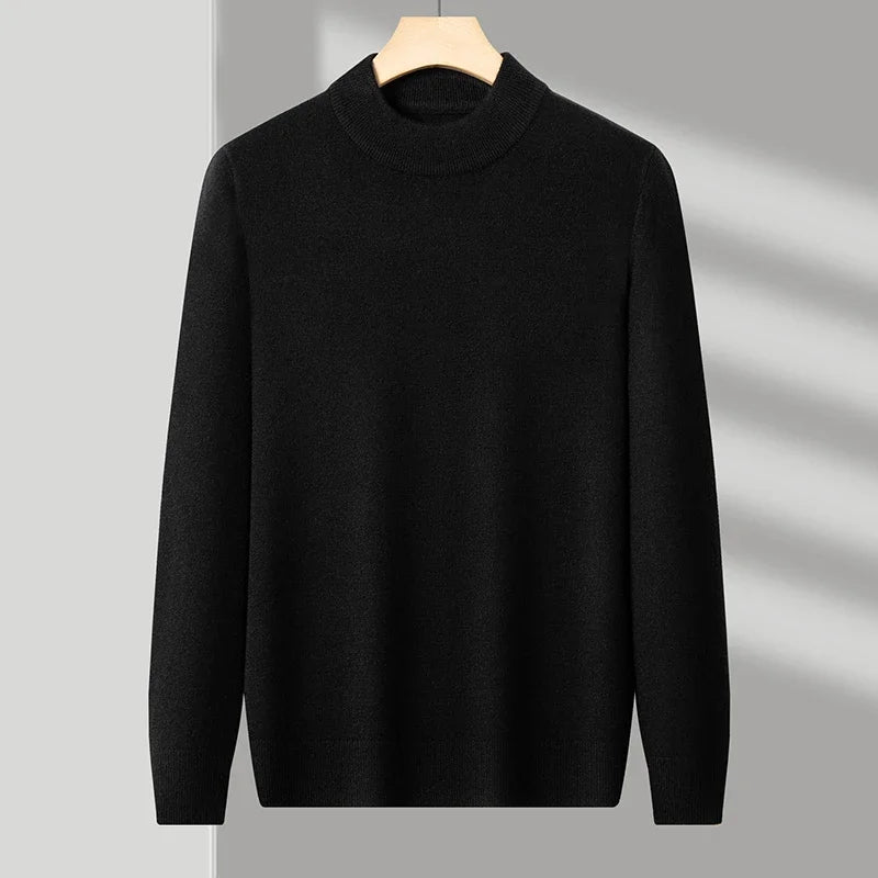 Half Turtleneck Knitwear Sweater New Autumn/Winter Mock Neck Sweatshirts Solid Color Pullovers Man Brand Casual Mens Clothing