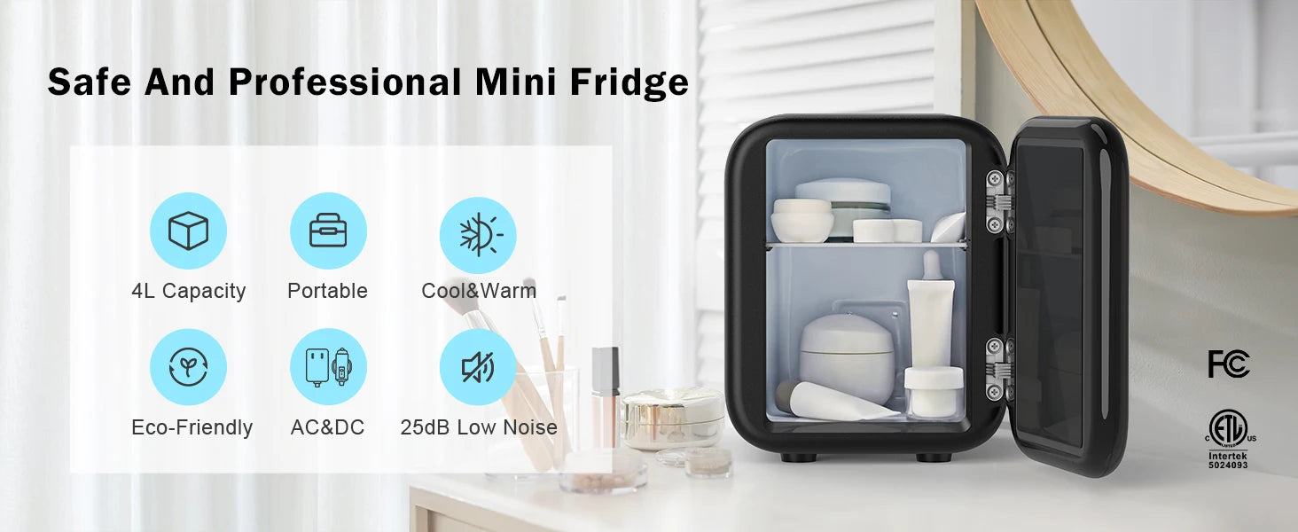 Crownful 4L Mini Fridge Refrigerator Portable Beauty Makeup Skincare Refrigerator Constant Temperature Car Mini Fridge for Home