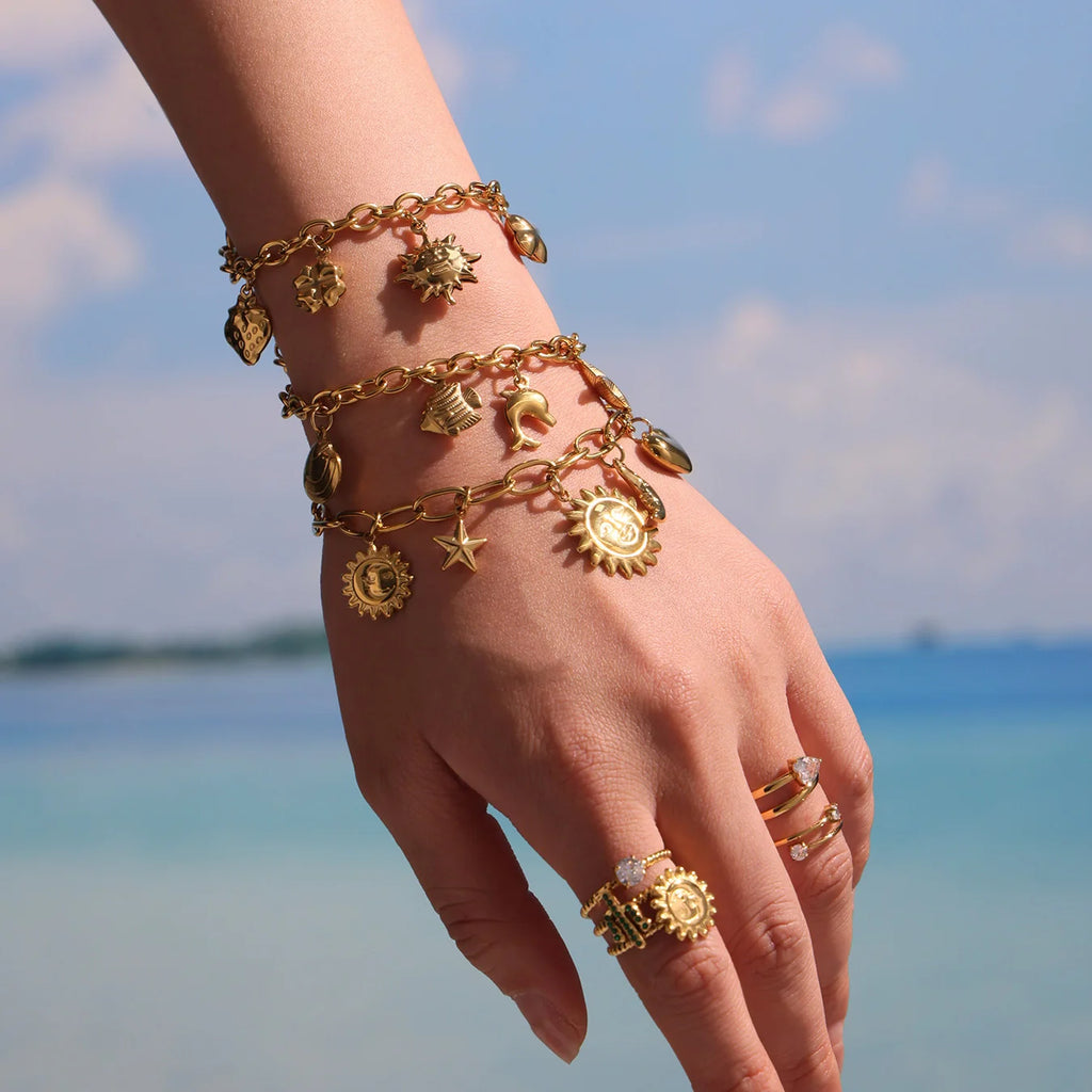 18K Gold-Plated Starfish Dolphin Shell Bracelet | 316 Stainless Steel Women’s Trend Jewelry 2025
