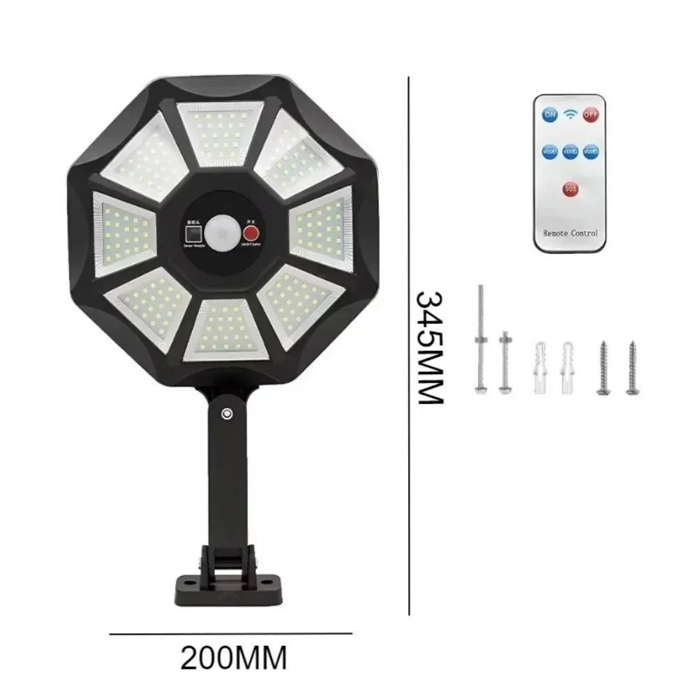 Solar Motion Sensor Flood Light (Octagonal, Adjustable Head)