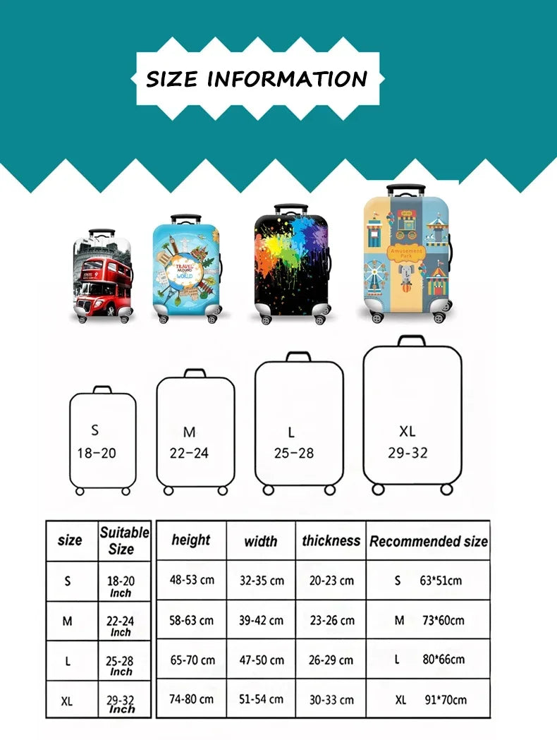 Thick Elastic World Map Luggage Protective Cover Zipper Suit For 18-32 inch Bag Suitcase Covers Trolley Cover Travel Accessories