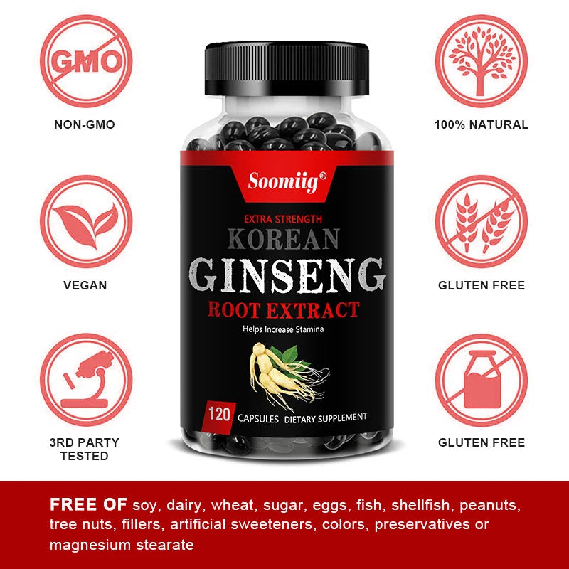 Bcuelov Korean Ginseng — Focus, Energy & Endurance Support (120 Capsules)