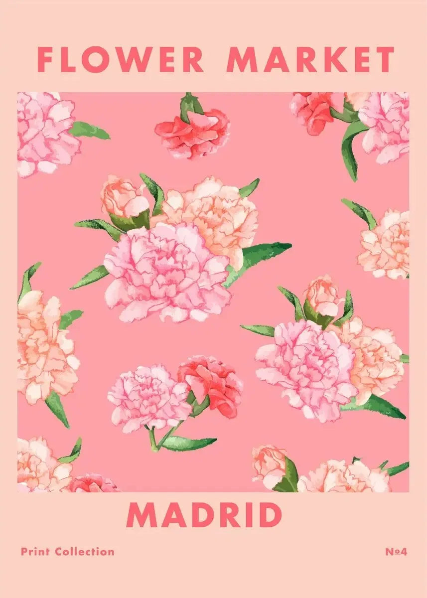 Boho Flower Market Retro Wall Art – Minimalist Canvas Print
