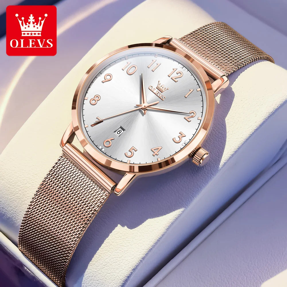 OLEVS New 5653 Women Watch Luxury Brand Quartz Watch Elegant Rose Gold Digital Waterproof Watch HD Simple Bracelet Women Watch