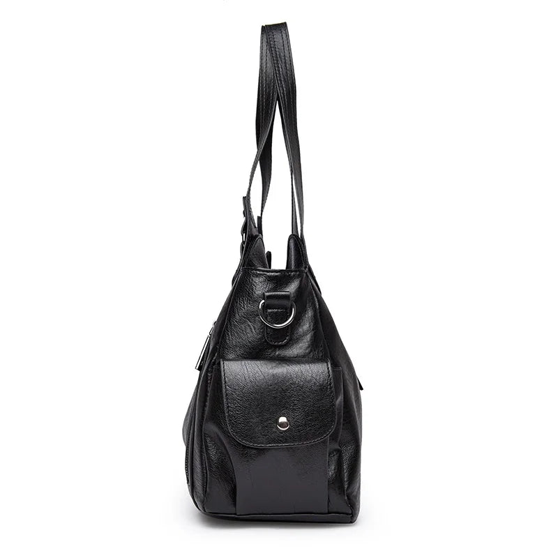 Pu shoulder bag fashionable temperament zipper opening design daily commuter handbag