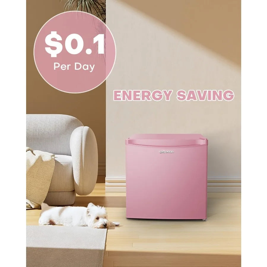 1.7 Cu.ft Mini Fridge with Freezer for Dorm Office Bedroom Adjustable Thermostat Energy Saving Low Noise Compact Single Door Re