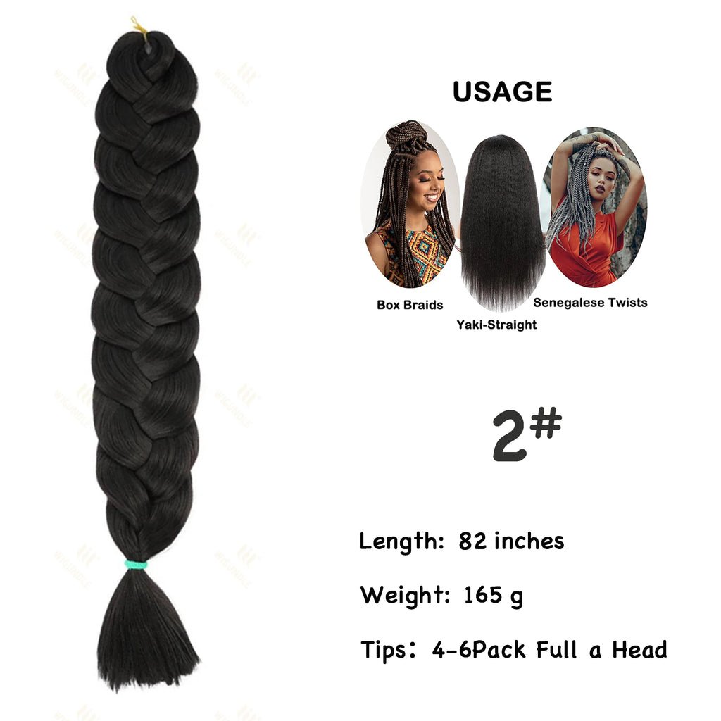 Wigundle Jumbo Braiding Hair Extension 82Inch High Temperature Synthetic Braid For Women Twist Box Braids Crochet Hair