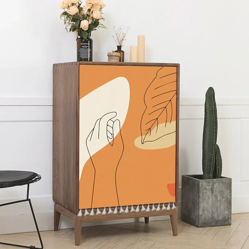 Nordic Style Plant Ins Cabinet Short Curtains Punch-free Half-curtain Dust Cover for Shoe Shelf Kitchen Storage Shelf Curtains