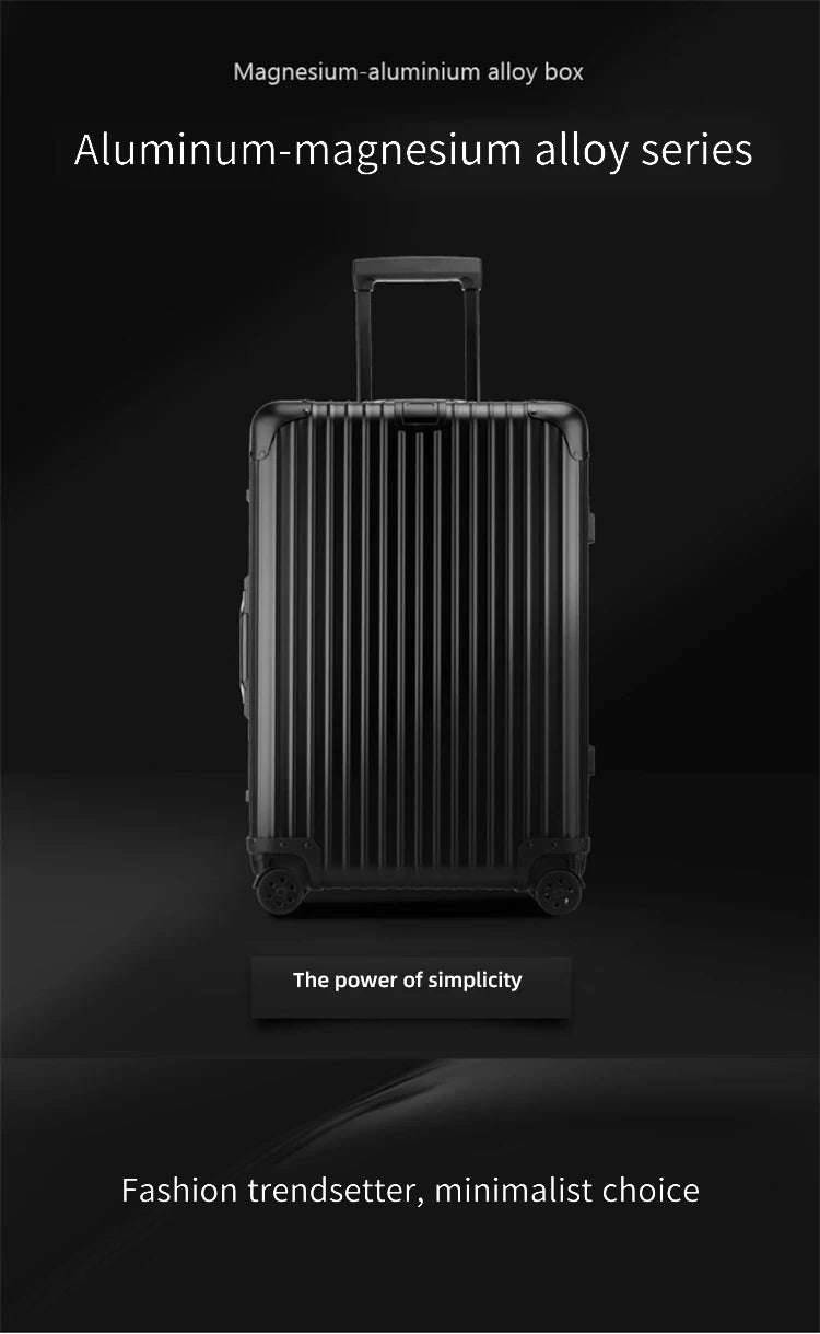 All-aluminum magnesium alloy telescopic suitcase 24-inch luggage business travel case metal combination lock bag 20-inch carry-o