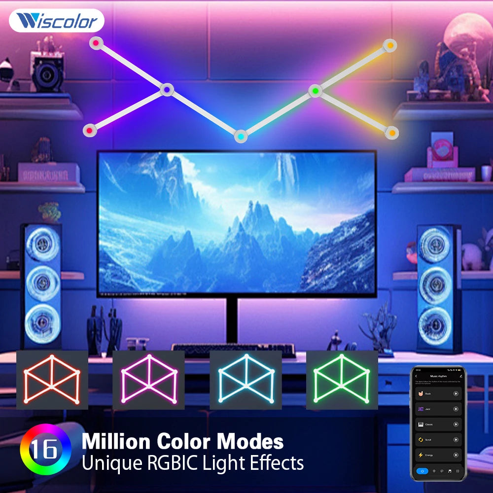 Wiscolor RGB Smart Wall Light Bar (9-Piece)