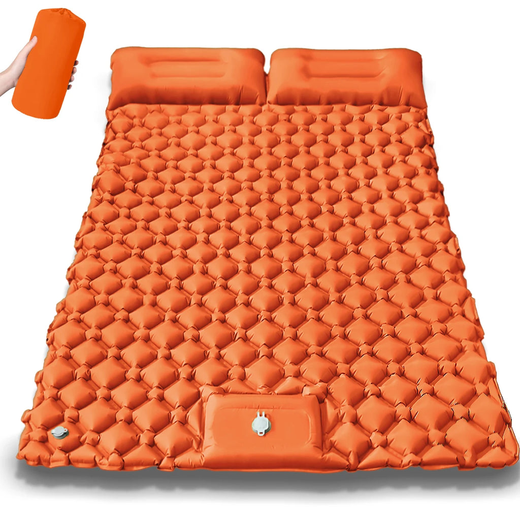 Hot Sale! 2025 Upgrade! Double Air Mattress Camping Blow Up Bed w/Built-in Pump Waterproof Portable Thickened for Outdoor Travel