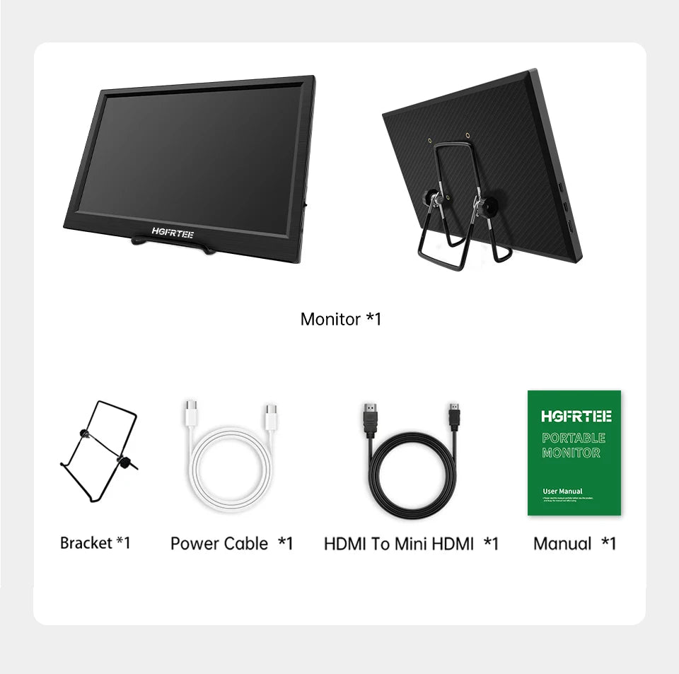 HGFRTEE 11.6" Portable Monitor — 1366×768 | IPS (ADS) | 60Hz | Speakers