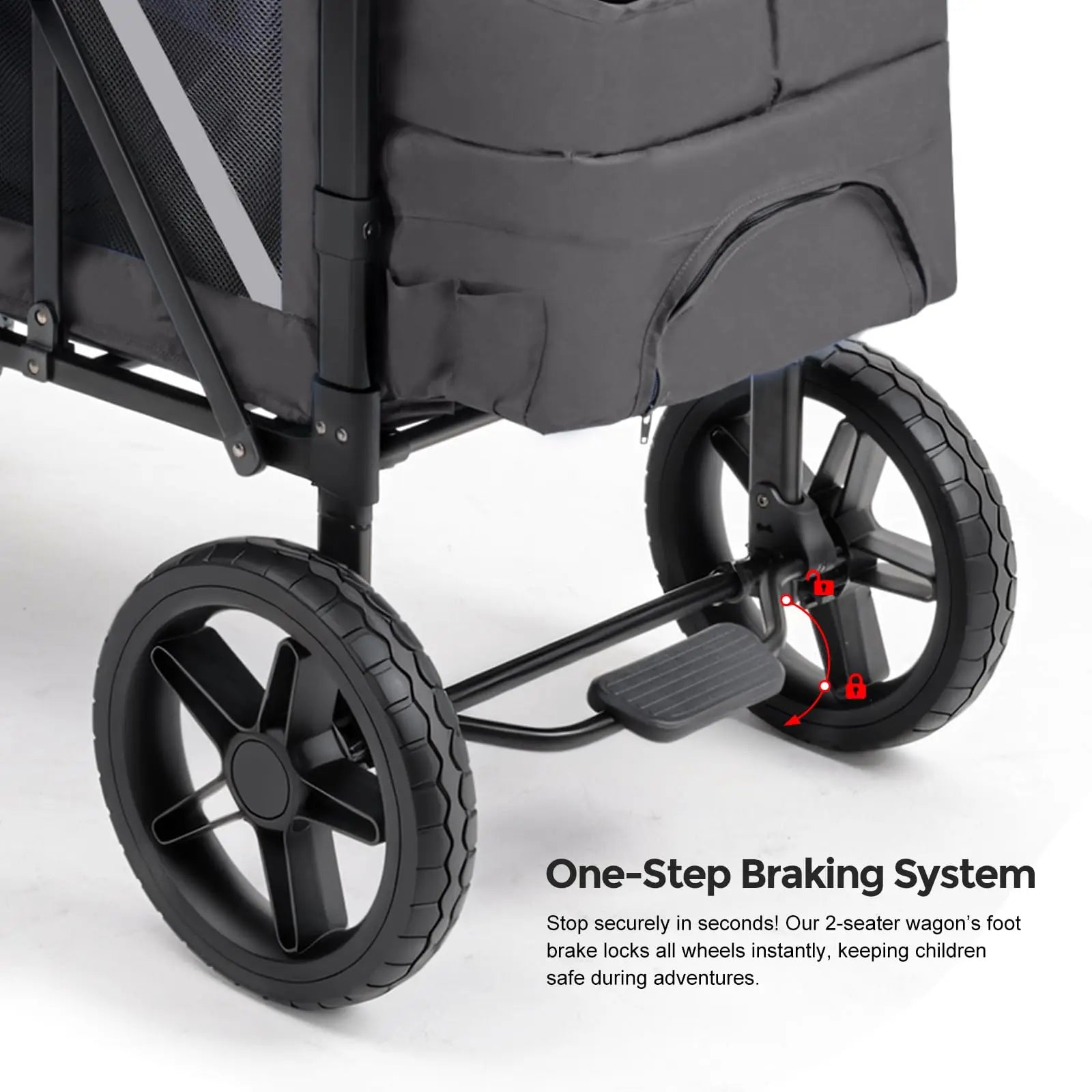 Foldable Two-Seater Baby Stroller with Detachable Sunshade & Storage