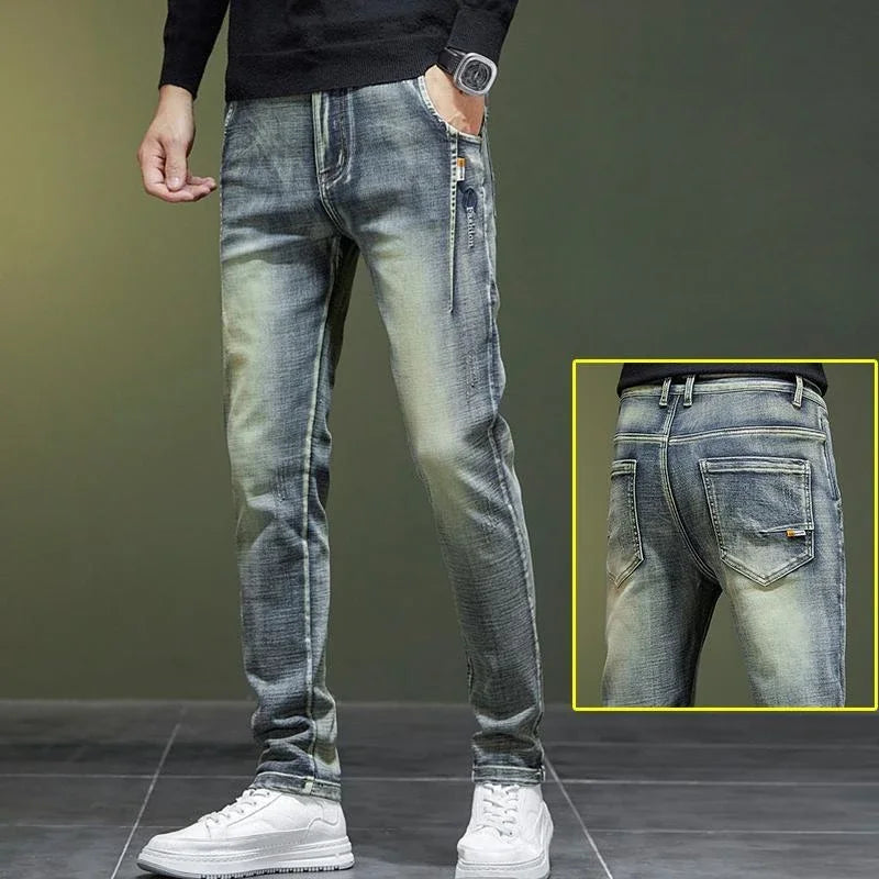 Trousers Work Wear Male Cowboy Pants Tapered Men's Jeans Spring Autumn with Pockets Y2k Vintage Goth Clothing Luxury Regular Xs