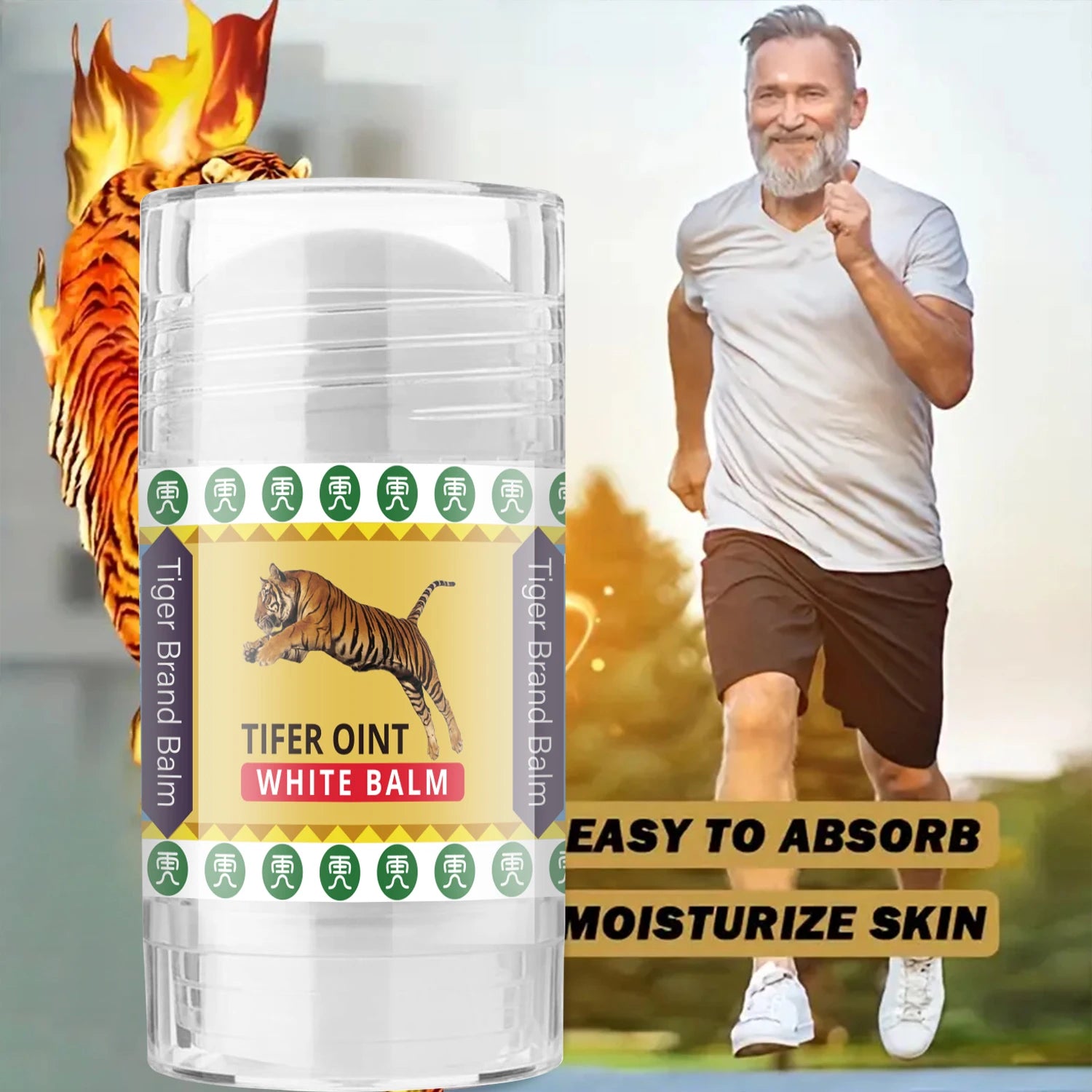 Tiger Body Massage Cream Stick, Contains a Mixture of Vitamin E and Olive Oil, Deeply Moisturizing, Easy to Apply, Non-Greasy