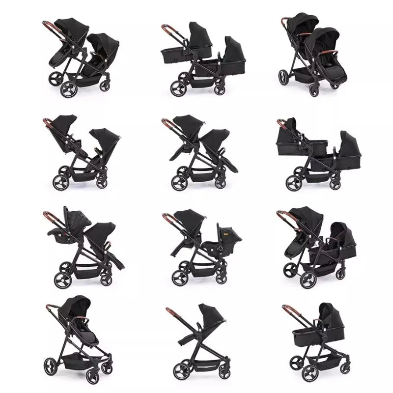 Twin Stroller with Car Seats. Can Be Taken on Board An Airplane. , Can Be Disassembled Into A Lightweight Baby Stroller
