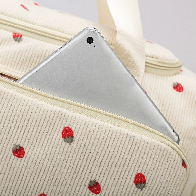 Corduroy Travel Tote Bag Large Capacity Carry On Travel Bag With Shoe Compartment Sports Fitness Bags For Women Duffle Bags