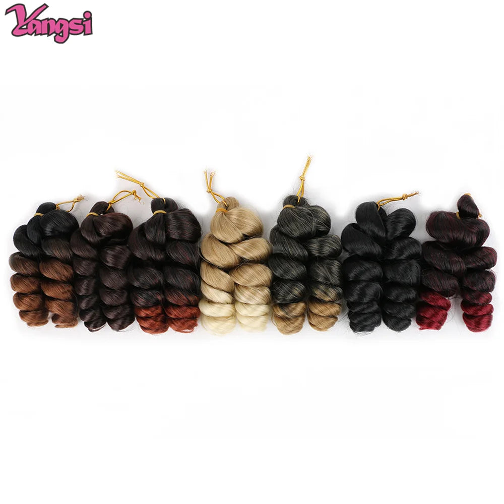 8“ Short  French curl Bob Braids Crochet Box Braids Ombre Colored Synthetic Hair Extensions Brown Blonde Purple Crochet Hair