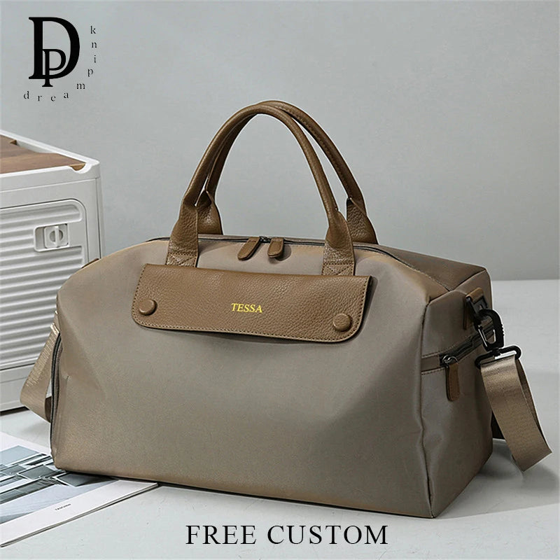 Travel Duffle Large Capacity Handbag Custom Name Canvas Business Trip Storage Bag Personalized Crossbody Bag Luggage Tote Bag