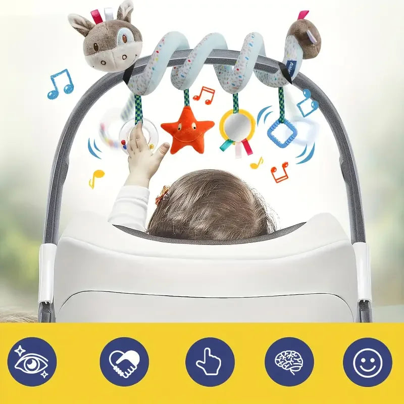 Baby Car Seat Stroller Crib Toys Plush Spiral Activity Stroller Mobile Hanging Toy for Infant Pram Crib Mobile Toy for Newborn
