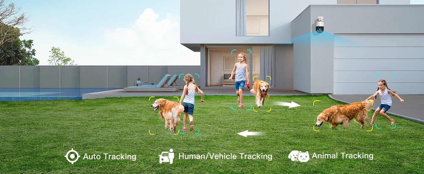 Ctronics Real 4K 8MP Surveillance Camera WiFi 5G Outdoor 360 16X 5X Optical Zoom Security Camera UHD Night Vision Auto Tracking