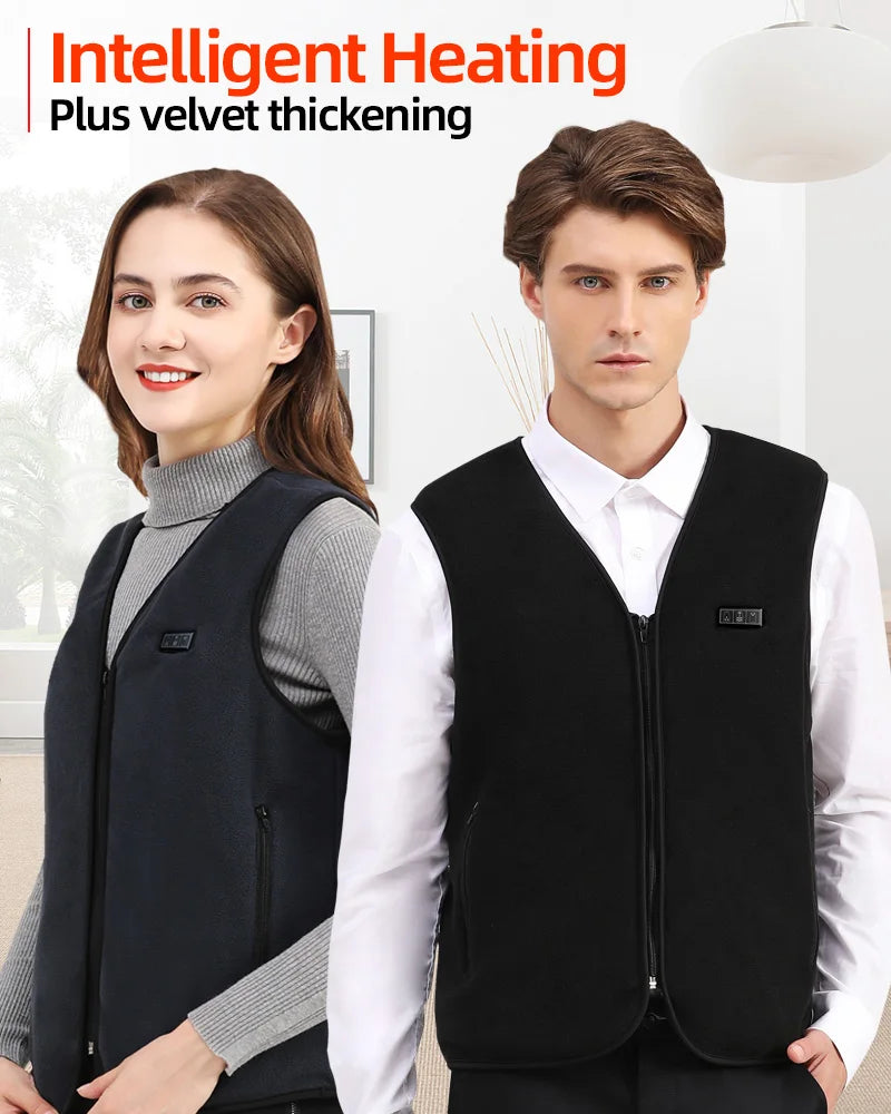 Smart Fleece Heated Vest Men USB Electric Self Heating Vest Women Rechargeable Heated Jacket Thermal Hunting Heated Clothes