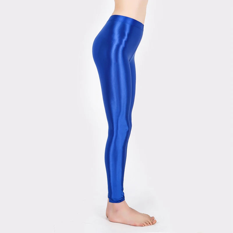 GlossFit™ Satin Shiny Leggings — High-Waist Slim Glossy Yoga Pants for Women