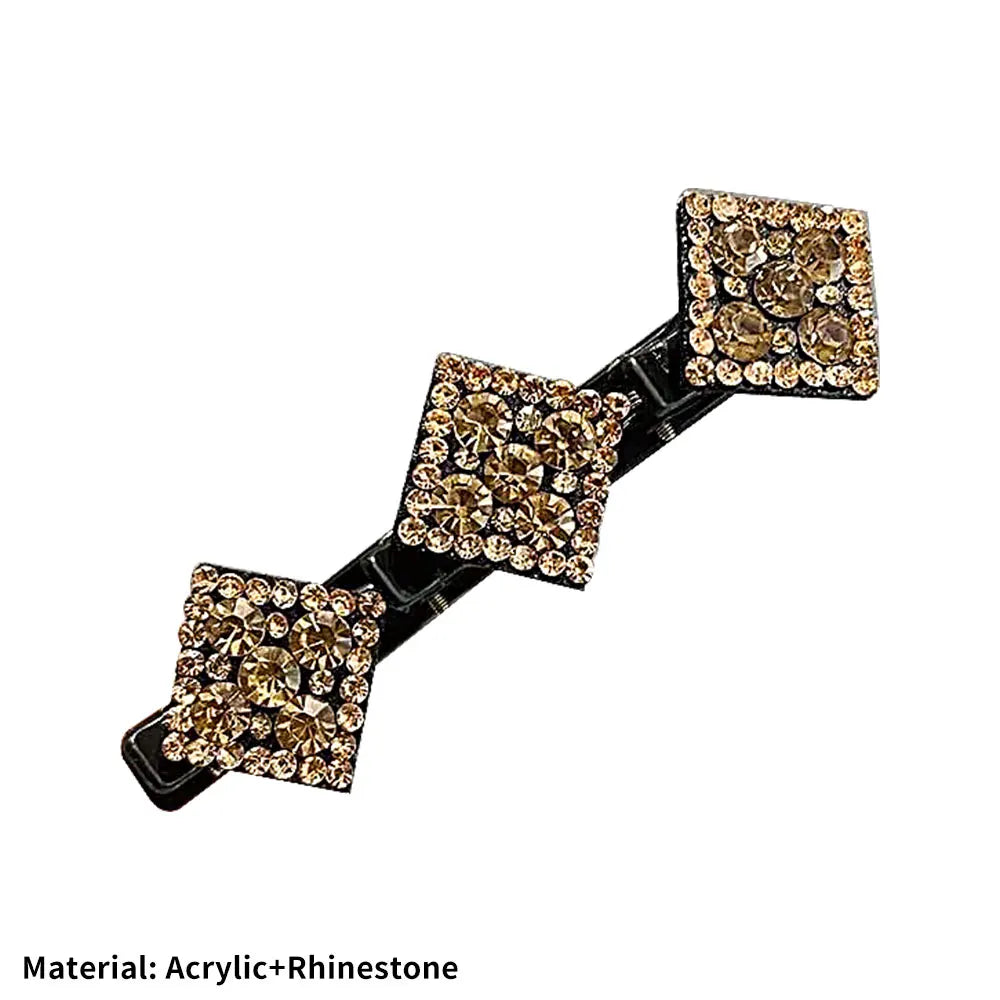 Sparkling Crystal Stone Braided Hair Clips Women Cheap High Quality Satin Rhinestone Fabric Hair Bands for Girls