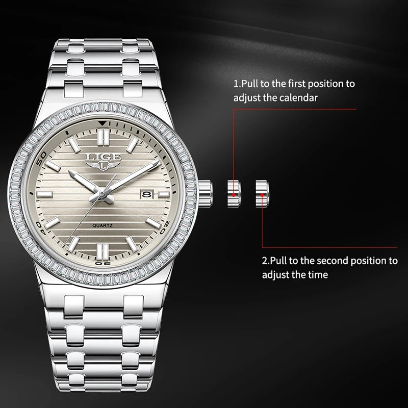 LIGE 2026 Women's Watch Elegant luxury fashion Ladies clock casual quartz wristwatch calendar vintage watches reloj de mujer+BOX