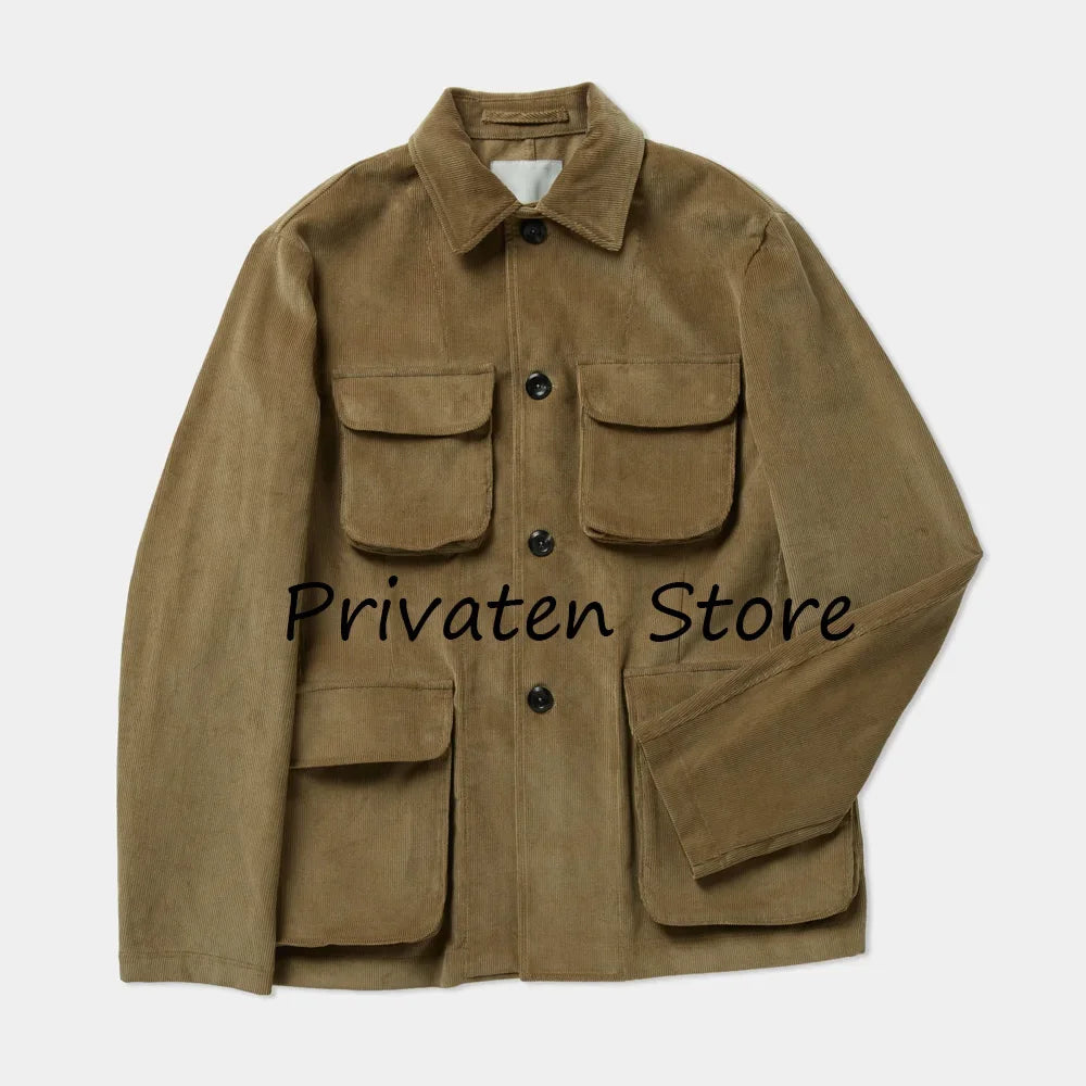 Men’s Corduroy Jacket — Single-Breasted Casual Coat (Spring/Autumn)