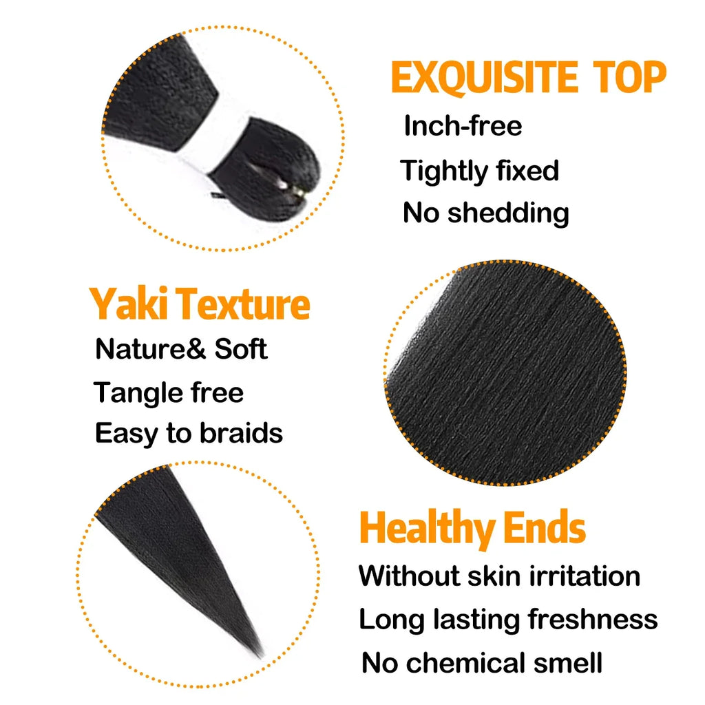 Sheila Beauty Pre-Stretched Braiding Hair — Soft Yaki Jumbo EZ Crochet Extensions (3-Strand Pack)