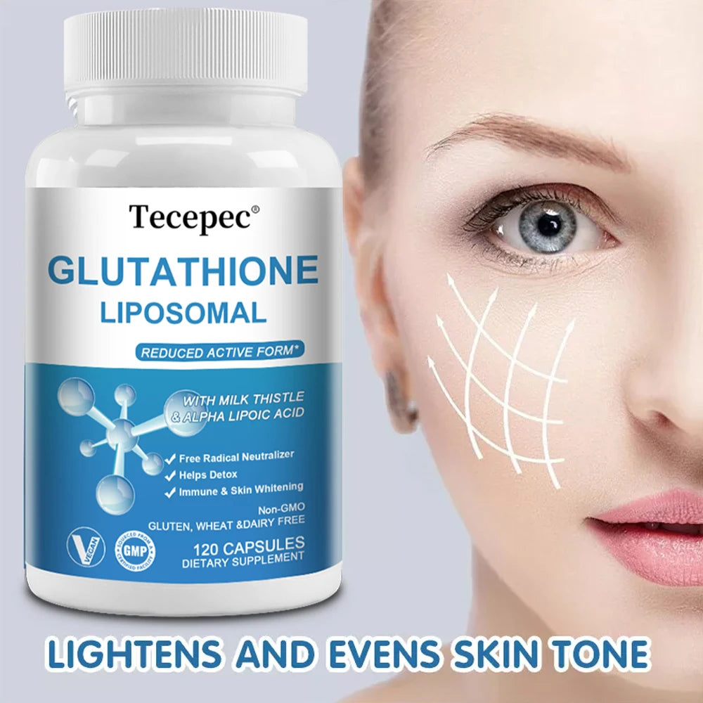 Tecepec Glutathione 1000mg Capsules – Detox & Immune Support | Anti-Aging, Energy & Skin Brightening Supplement (30/60/120 Capsules)