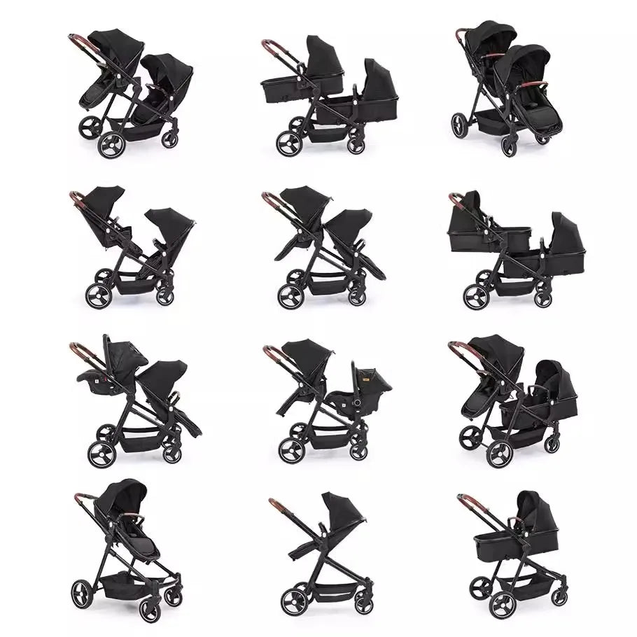 Twin Stroller Baby Double Stroller 0~8 Years Old Baby Stroller Lightweight Folding Boardable Multifunctional Two-way Stroller