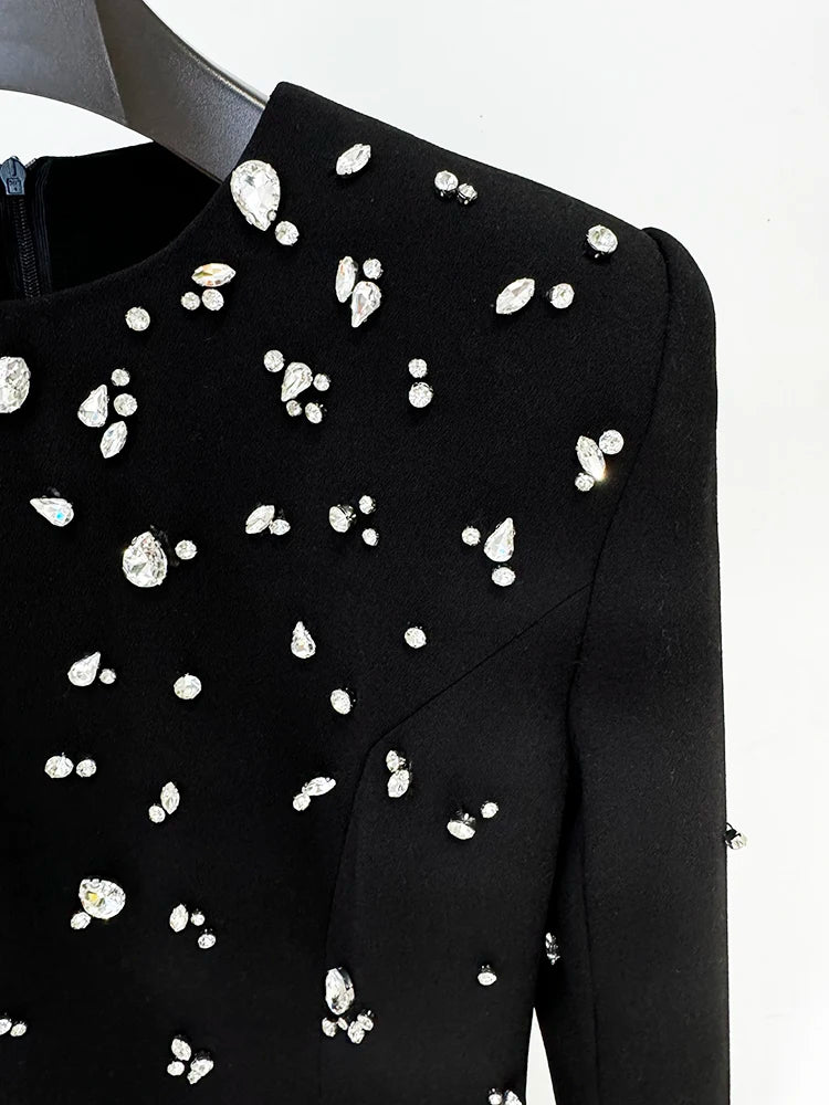 TOP QUALITY Newest 2026 Designer Fashion Women's Rhinestone Diamonds Beaded Long Maxi Dress