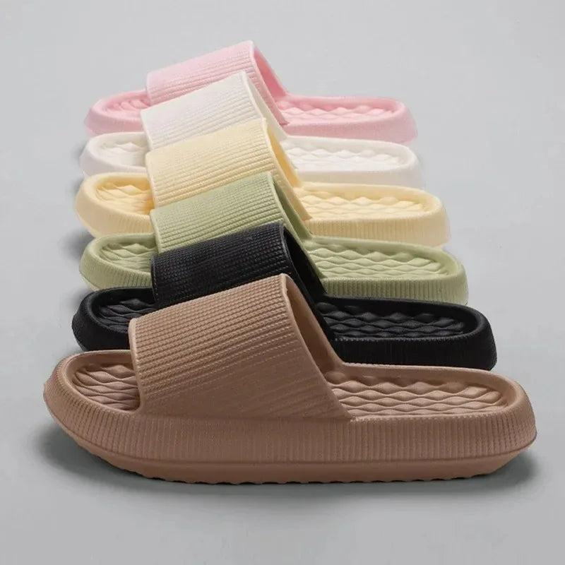 4cm Super Soft EVA Sole Non-slip Soft Cloud Slippers Women Comfy Eva Thick Platform Slides Woman Couple Bathroom Home Flip Flops