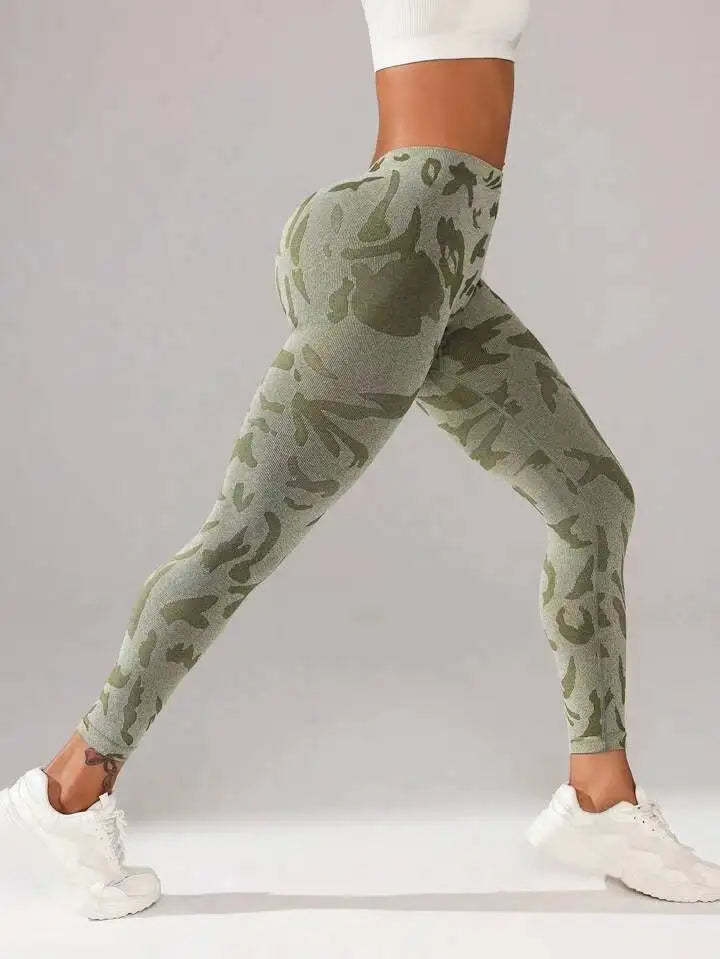 MODX Seamless V-Waist Leggings — Camo-Paisley, High-Stretch Nylon-Spandex