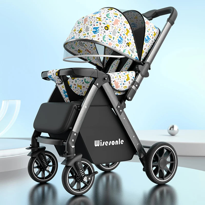Upgraded Baby Strollers can Sit and Lie Down High Landscape Lightweight Folding Two-way Stroller Children Stroller