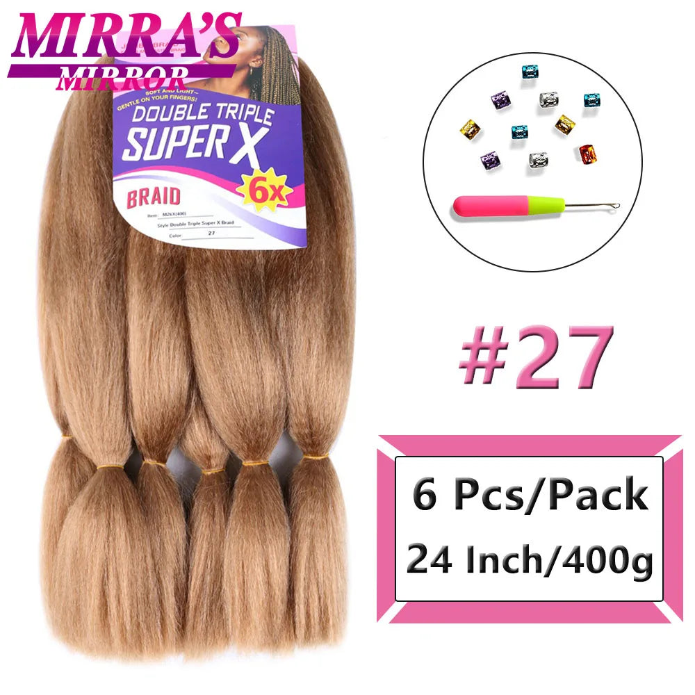 Jumbo Box Braids 400 Gramas Large YAKI Texture 6X Synthetic Braiding Hair  Pre-stretched African Braid Extensions Mirra's Mirror