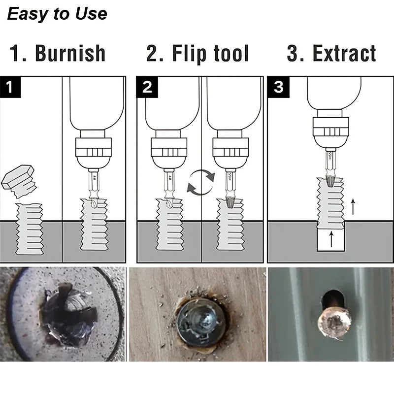 XMSJ 6-Piece Damaged Screw Extractor Set (HSS)