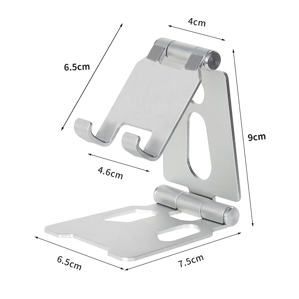 Metal Aluminum Alloy Foldable Phone Stand – Portable Desktop Holder for iPhone 13/14 Pro, Samsung, and All Smartphones