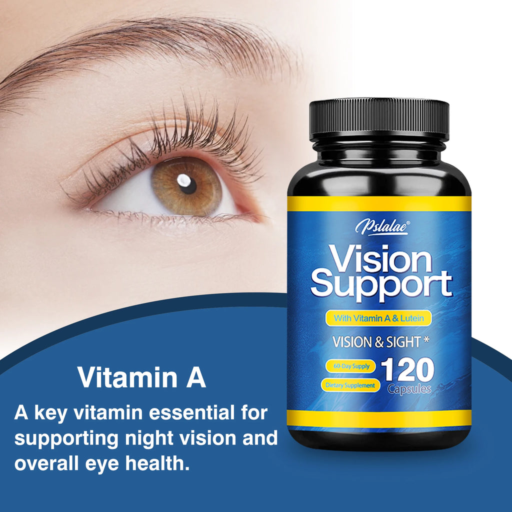 Vision Support Capsules - Contains Vitamin A and Lutein To Promote Eye and Vision Health and Relieve Eye Fatigue - 120 Capsules