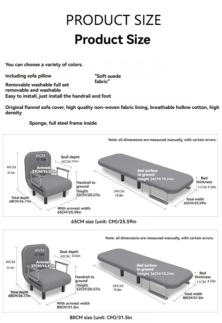 Modern folding sofa bed apartment small apartment simple single and double folding sofa with armrest