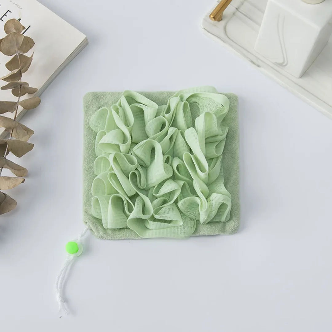 2-In-1 Bath Ball Towel Loofah With Drawstring Closure For Soap Soft Exfoliating Mesh Shower Sponge Body Skin Care Bathing Tools